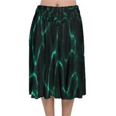 Green Pattern Background Abstract Velvet Flared Midi Skirt by Hannah976