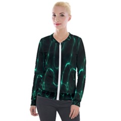 Green Pattern Background Abstract Velvet Zip Up Jacket by Hannah976