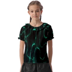 Green Pattern Background Abstract Kids  Frill Chiffon Blouse by Hannah976