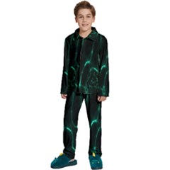 Green Pattern Background Abstract Kids  Long Sleeve Velvet Pajamas Set by Hannah976