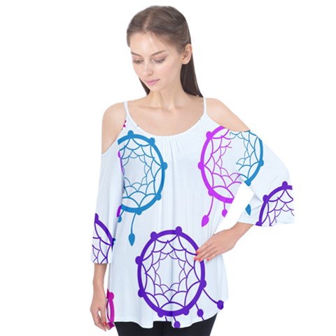 Dreamcatcher Dream Catcher Pattern Flutter Sleeve T-shirt  by Hannah976