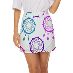 Dreamcatcher Dream Catcher Pattern Mini Front Wrap Skirt by Hannah976