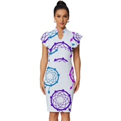 Dreamcatcher Dream Catcher Pattern Vintage Frill Sleeve V-neck Bodycon Dress by Hannah976