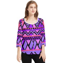 Seamless Purple Pink Pattern Chiffon Quarter Sleeve Blouse by Hannah976