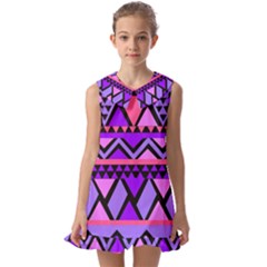 Seamless Purple Pink Pattern Kids  Pilgrim Collar Ruffle Hem Dress by Hannah976