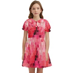 Mosaic Structure Pattern Background Kids  Bow Tie Puff Sleeve Dress by Hannah976