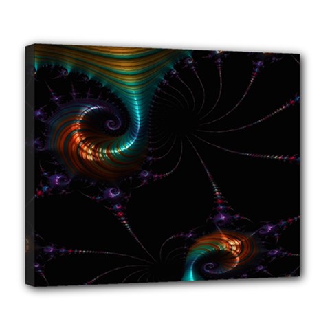 Fractal Transfer Metallic Black Deluxe Canvas 24  X 20  (stretched) by Hannah976