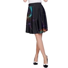 Fractal Transfer Metallic Black A-line Skirt by Hannah976