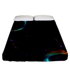 Fractal Transfer Metallic Black Fitted Sheet (queen Size) by Hannah976