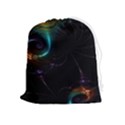 Fractal Transfer Metallic Black Drawstring Pouch (XL) View1