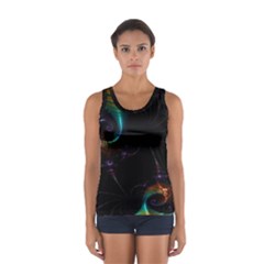 Fractal Transfer Metallic Black Sport Tank Top  by Hannah976