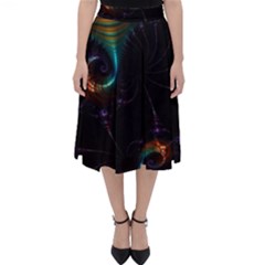 Fractal Transfer Metallic Black Classic Midi Skirt by Hannah976