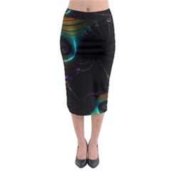 Fractal Transfer Metallic Black Midi Pencil Skirt by Hannah976