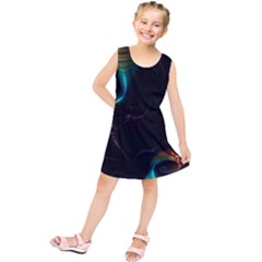 Fractal Transfer Metallic Black Kids  Tunic Dress by Hannah976