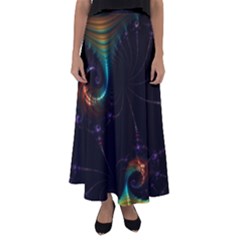 Fractal Transfer Metallic Black Flared Maxi Skirt by Hannah976