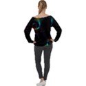 Fractal Transfer Metallic Black Off Shoulder Long Sleeve Velour Top View2