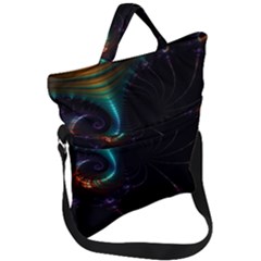 Fractal Transfer Metallic Black Fold Over Handle Tote Bag by Hannah976