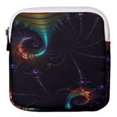 Fractal Transfer Metallic Black Mini Square Pouch by Hannah976