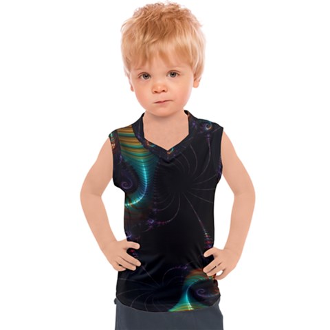 Fractal Transfer Metallic Black Kids  Sport Tank Top by Hannah976