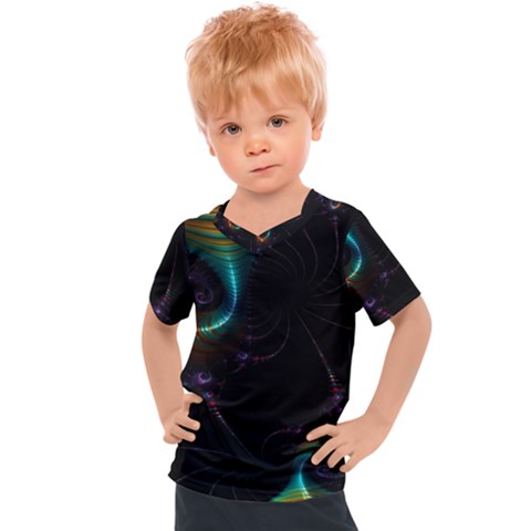 Fractal Transfer Metallic Black Kids  Sports T-shirt by Hannah976