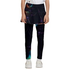 Fractal Transfer Metallic Black Kids  Skirted Pants by Hannah976