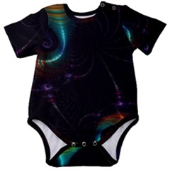 Fractal Transfer Metallic Black Baby Short Sleeve Bodysuit by Hannah976