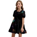 Fractal Transfer Metallic Black Kids  Short Sleeve Dolly Dress View2