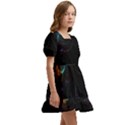 Fractal Transfer Metallic Black Kids  Short Sleeve Dolly Dress View3