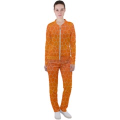 Orange Mosaic Structure Background Casual Jacket And Pants Set by Hannah976