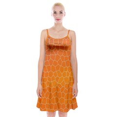 Orange Mosaic Structure Background Spaghetti Strap Velvet Dress by Hannah976