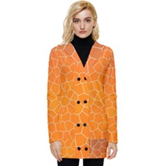 Orange Mosaic Structure Background Button Up Hooded Coat  by Hannah976