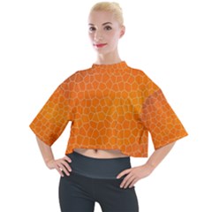 Orange Mosaic Structure Background Mock Neck T-shirt by Hannah976