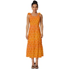 Orange Mosaic Structure Background Tie-strap Tiered Midi Chiffon Dress by Hannah976