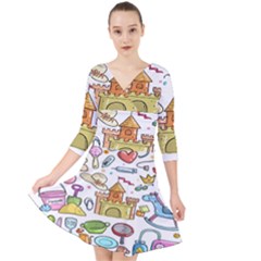 Baby Equipment Child Sketch Hand Quarter Sleeve Front Wrap Dress