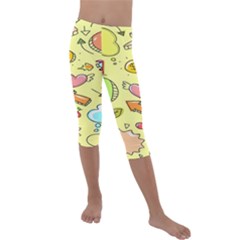 Cute Sketch Child Graphic Funny Kids  Lightweight Velour Capri Leggings  by Hannah976