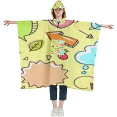 Cute Sketch Child Graphic Funny Women s Hooded Rain Ponchos by Hannah976