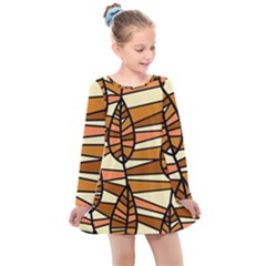 Autumn Leaf Mosaic Seamless Kids  Long Sleeve Dress by Hannah976