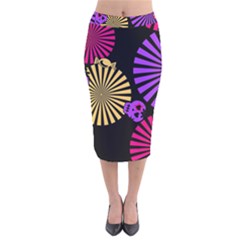 Seamless Halloween Day Of The Dead Velvet Midi Pencil Skirt by Hannah976