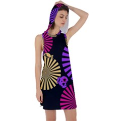 Seamless Halloween Day Of The Dead Racer Back Hoodie Dress by Hannah976