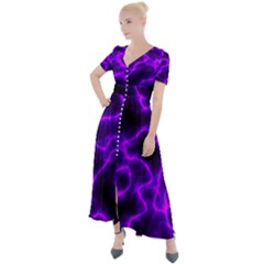 Purple Pattern Background Structure Button Up Short Sleeve Maxi Dress by Hannah976