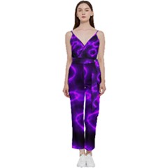 Purple Pattern Background Structure V-neck Camisole Jumpsuit by Hannah976