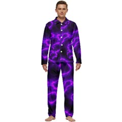 Purple Pattern Background Structure Men s Long Sleeve Velvet Pocket Pajamas Set by Hannah976