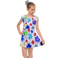 Inks Drops Black Colorful Paint Kids  Cap Sleeve Dress by Hannah976