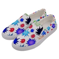 Inks Drops Black Colorful Paint Men s Canvas Slip Ons by Hannah976