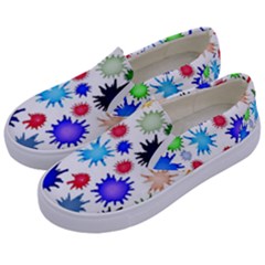 Inks Drops Black Colorful Paint Kids  Canvas Slip Ons by Hannah976