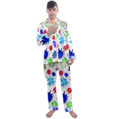 Inks Drops Black Colorful Paint Men s Long Sleeve Satin Pajamas Set by Hannah976