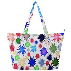 Inks Drops Black Colorful Paint Full Print Shoulder Bag by Hannah976