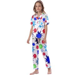 Inks Drops Black Colorful Paint Kids  Satin Short Sleeve Pajamas Set by Hannah976