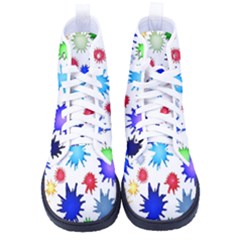 Inks Drops Black Colorful Paint Kid s High-top Canvas Sneakers by Hannah976