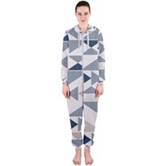 Geometric Triangle Modern Mosaic Hooded Jumpsuit (ladies) by Hannah976